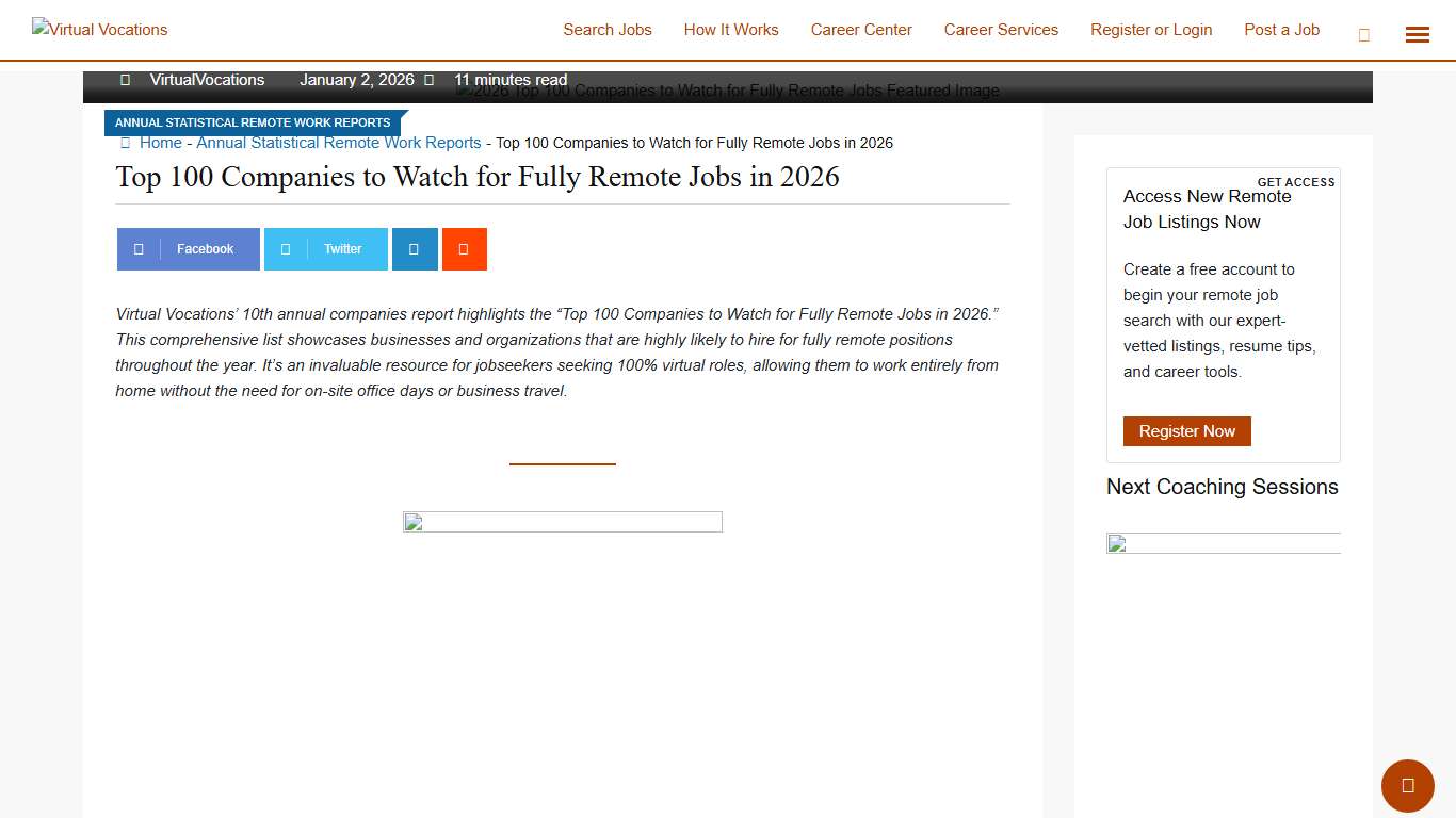 Top 100 Companies to Watch for Fully Remote Jobs in 2026 - Remote Work From Home Job Search Tips and Advice